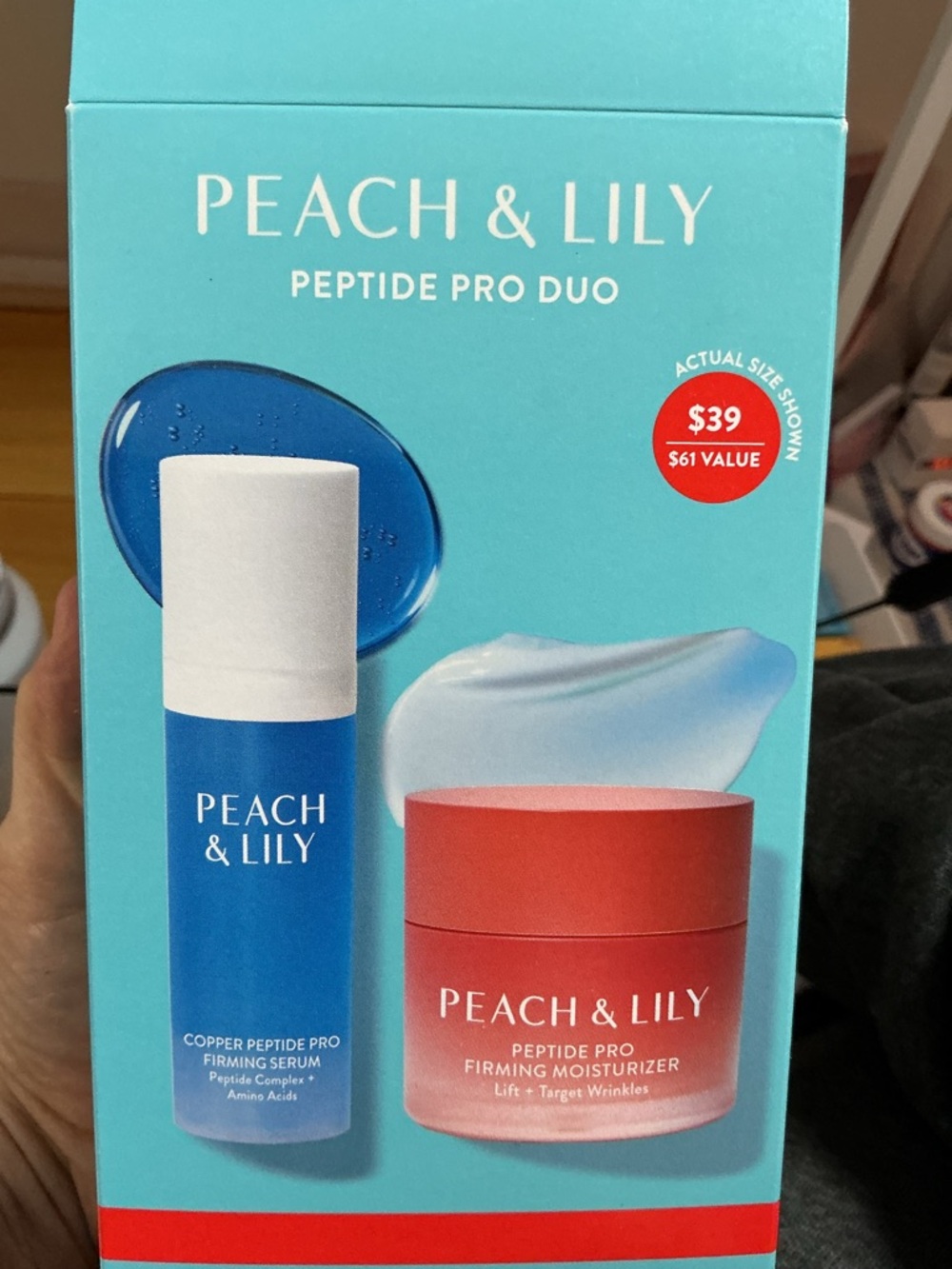 Peach & Lily Peptide Pro Duo Serum & Moisturizer - Blue & Coral